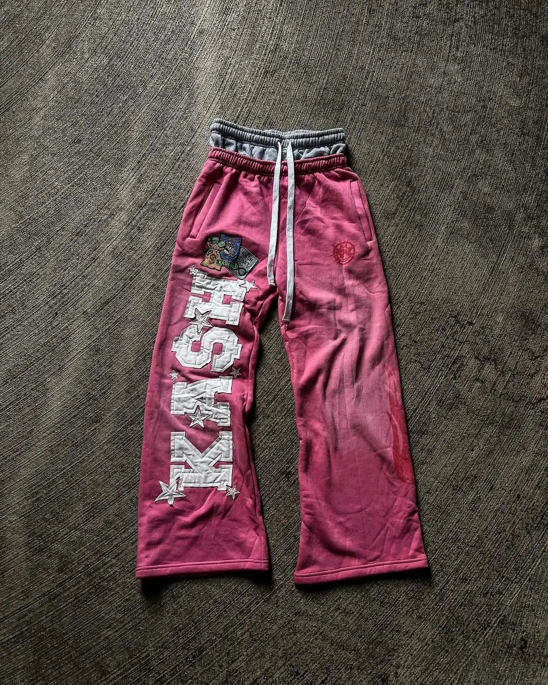 High Street Trendy Pants High Street Ins Trendy Brand Men's and Women's Loose Straight Tube Embroidered Printed Casual Pants