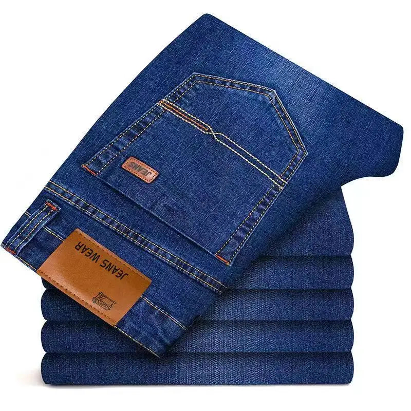 Men's Jeans Casual Comfortable Straight Stretch Fashion Classic Premium Blue Black Denim Pants Large Pants