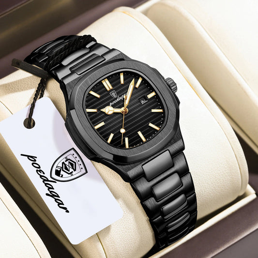 POEDAGAR Trendy Women’s Wristwatch Stainless Steel Date Quartz Ladies Watch Waterproof Luminous Original Watches For Woman Reloj