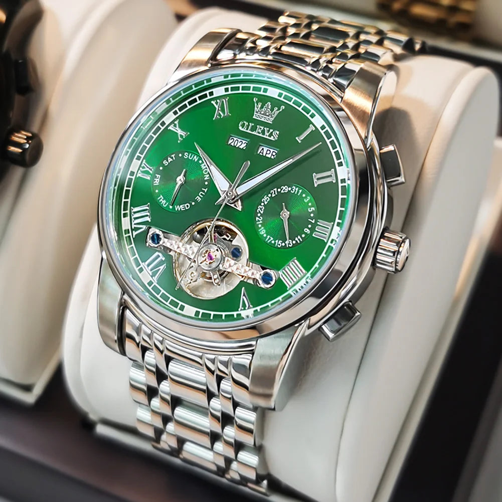 OLEVS 6607 Automatic Mechanical Men Watches Stainless Steel Waterproof Date Week Fashion Classic Wrist Watches Reloj Hombre