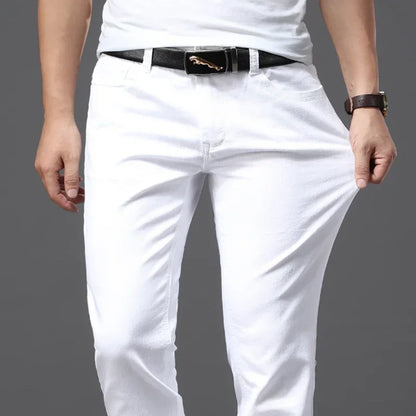 Spring Summer Men's White Jeans Fashion Skinny Stretch Casual Thin Denim Pants Comfortable Soft Cotton Male Korean Trousers