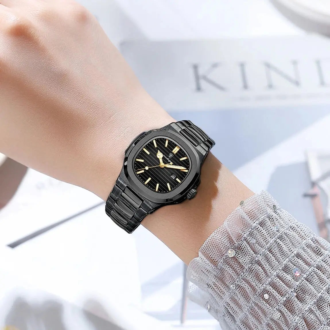 POEDAGAR Trendy Women’s Wristwatch Stainless Steel Date Quartz Ladies Watch Waterproof Luminous Original Watches For Woman Reloj