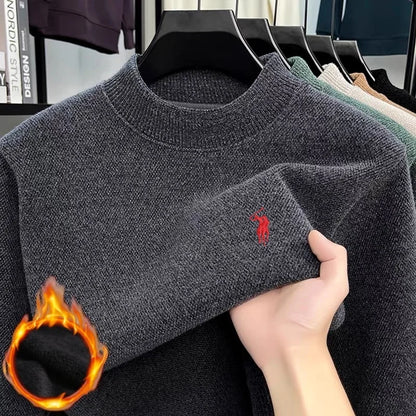 Personalized Mens Exquisite Brand Paul Classic Embroidered Comfortable Knitted Sweater Autumn Winter New Velvet Warm Long Sleeve