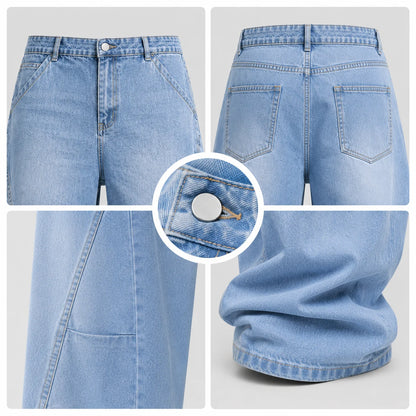 UP.THE Men Light Wash Baggy Wide Leg Jeans, Y2K Oversized Loose Denim Pants, Trendy Streetwear Trousers for Daily Outfits