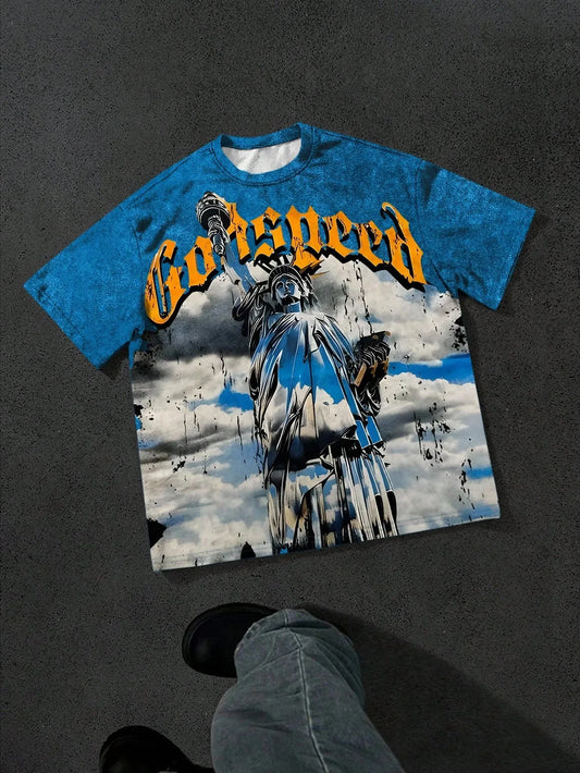 The new men's T-shirt for the summer of 2025 features a casual fashionable soft and breathable 3D angel pattern print