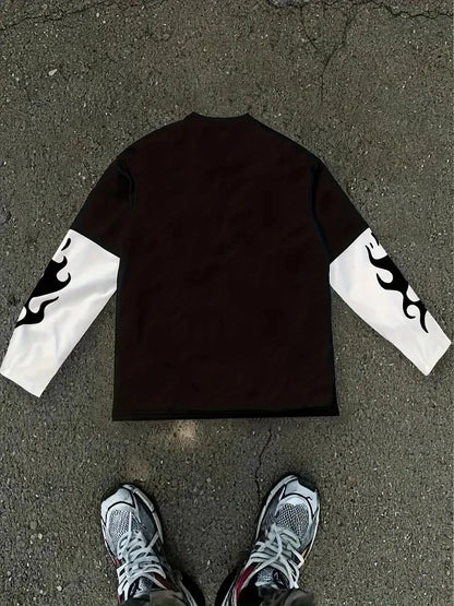 The new men's long-sleeved T-shirt for Spring and Autumn 2025 is casual fashionable and comfortable with 3D pattern printing
