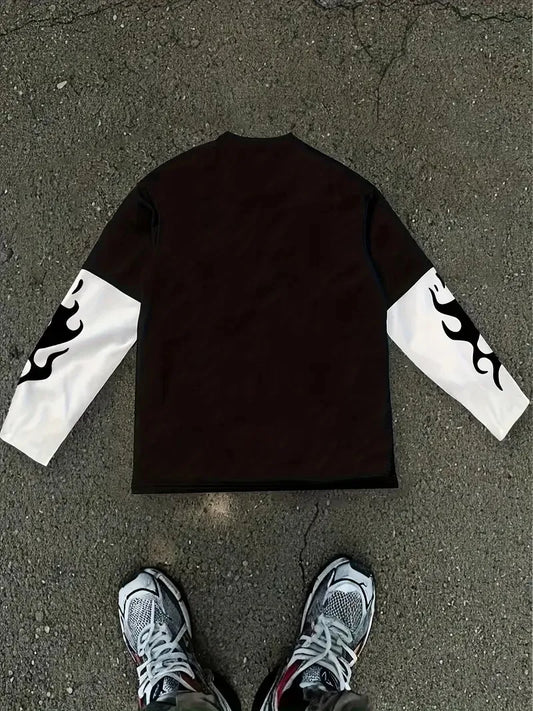The new men's long-sleeved T-shirt for Spring and Autumn 2025 is casual fashionable and comfortable with 3D pattern printing