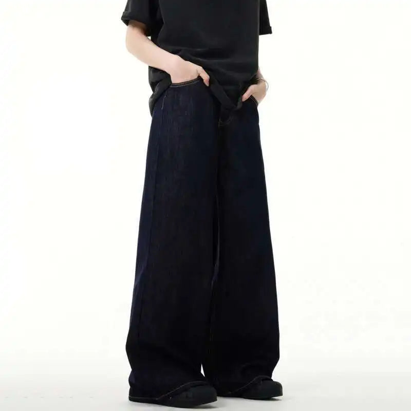 IEFB Simple Men's Denim Pants Vintage Washing Wide Leg Loose Jeans Casual Straight American Style Male Trousers New 2026 9W190