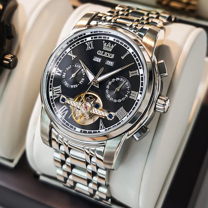 OLEVS 6607 Automatic Mechanical Men Watches Stainless Steel Waterproof Date Week Fashion Classic Wrist Watches Reloj Hombre