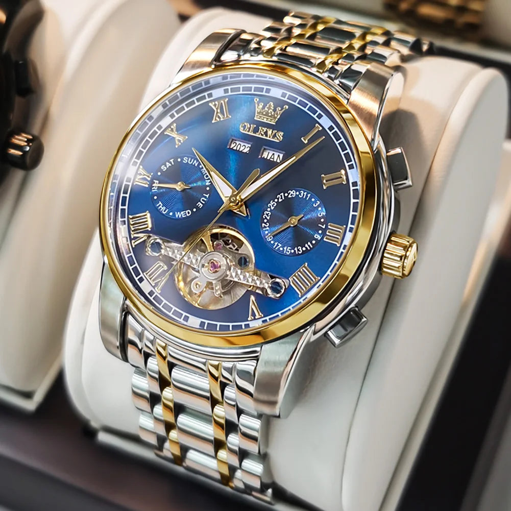 OLEVS 6607 Automatic Mechanical Men Watches Stainless Steel Waterproof Date Week Fashion Classic Wrist Watches Reloj Hombre