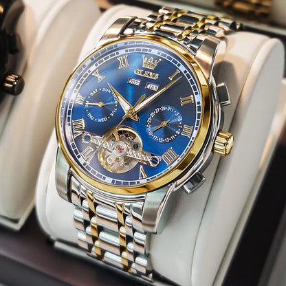 OLEVS 6607 Automatic Mechanical Men Watches Stainless Steel Waterproof Date Week Fashion Classic Wrist Watches Reloj Hombre
