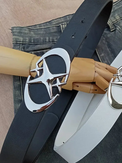 Stylish Oval Cross Metal Buckle Belt - Durable, Simple, and Universally Compatible - Unisex Gift Idea for Men and Women