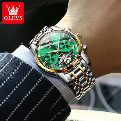 OLEVS 6607 Automatic Mechanical Men Watches Stainless Steel Waterproof Date Week Fashion Classic Wrist Watches Reloj Hombre