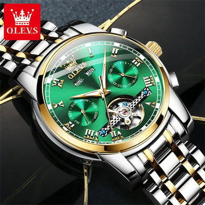 OLEVS 6607 Automatic Mechanical Men Watches Stainless Steel Waterproof Date Week Fashion Classic Wrist Watches Reloj Hombre