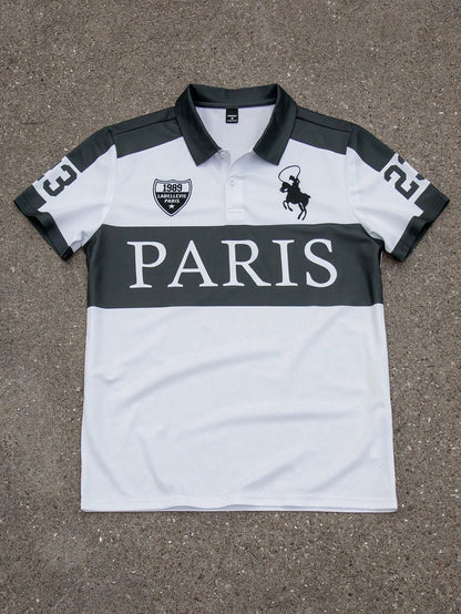 2026 Summer New Style Men's Polo Shirt with Letter Print Breathable Lightweight Casual and Fashionable