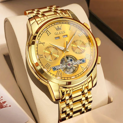 OLEVS 6607 Automatic Mechanical Men Watches Stainless Steel Waterproof Date Week Fashion Classic Wrist Watches Reloj Hombre