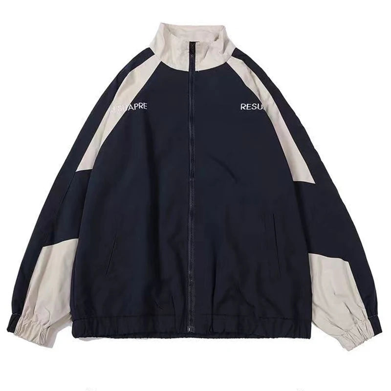 Reflective Striped Jacket Windbreaker Coat 2024 Men Hip Hop Streetwear Zipper Up Jacket Harajuku Thin Coats Sports Black Blue