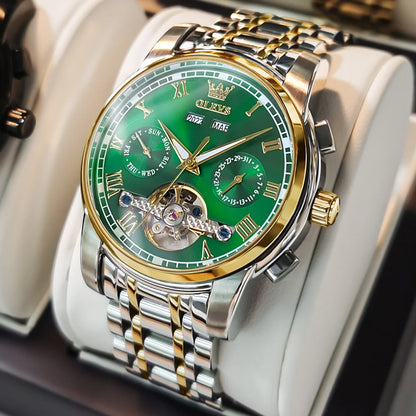 OLEVS 6607 Automatic Mechanical Men Watches Stainless Steel Waterproof Date Week Fashion Classic Wrist Watches Reloj Hombre