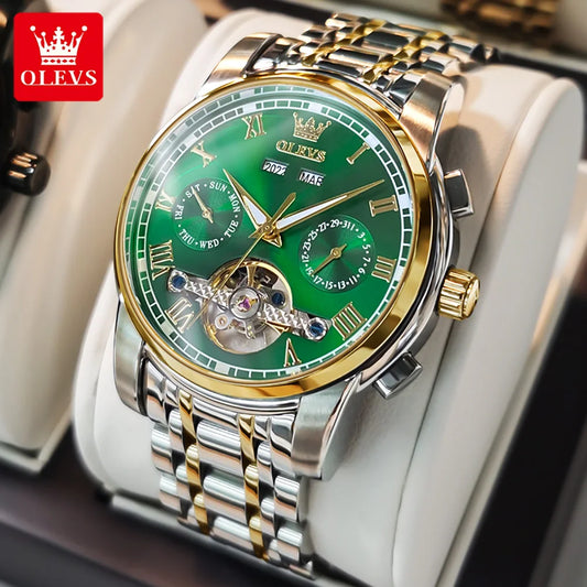 OLEVS 6607 Automatic Mechanical Men Watches Stainless Steel Waterproof Date Week Fashion Classic Wrist Watches Reloj Hombre