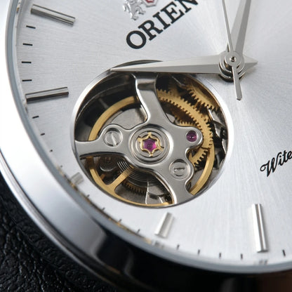 Orient Men Open Heart Skeleton Automatic Watch Luminous Two-tone Stainless Steel Business Dress Wristwatch