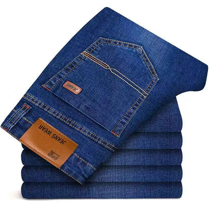 Men's Jeans Casual Comfortable Straight Stretch Fashion Classic Premium Blue Black Denim Pants Large Pants