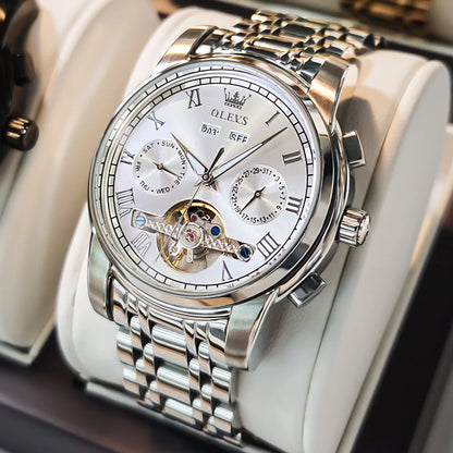 OLEVS 6607 Automatic Mechanical Men Watches Stainless Steel Waterproof Date Week Fashion Classic Wrist Watches Reloj Hombre