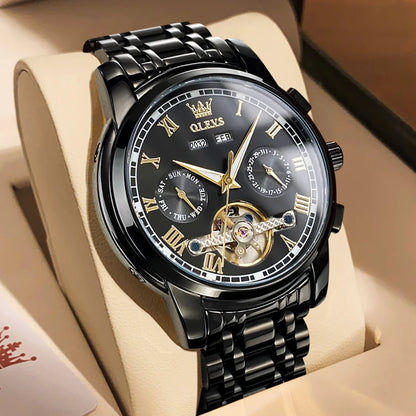 OLEVS 6607 Automatic Mechanical Men Watches Stainless Steel Waterproof Date Week Fashion Classic Wrist Watches Reloj Hombre