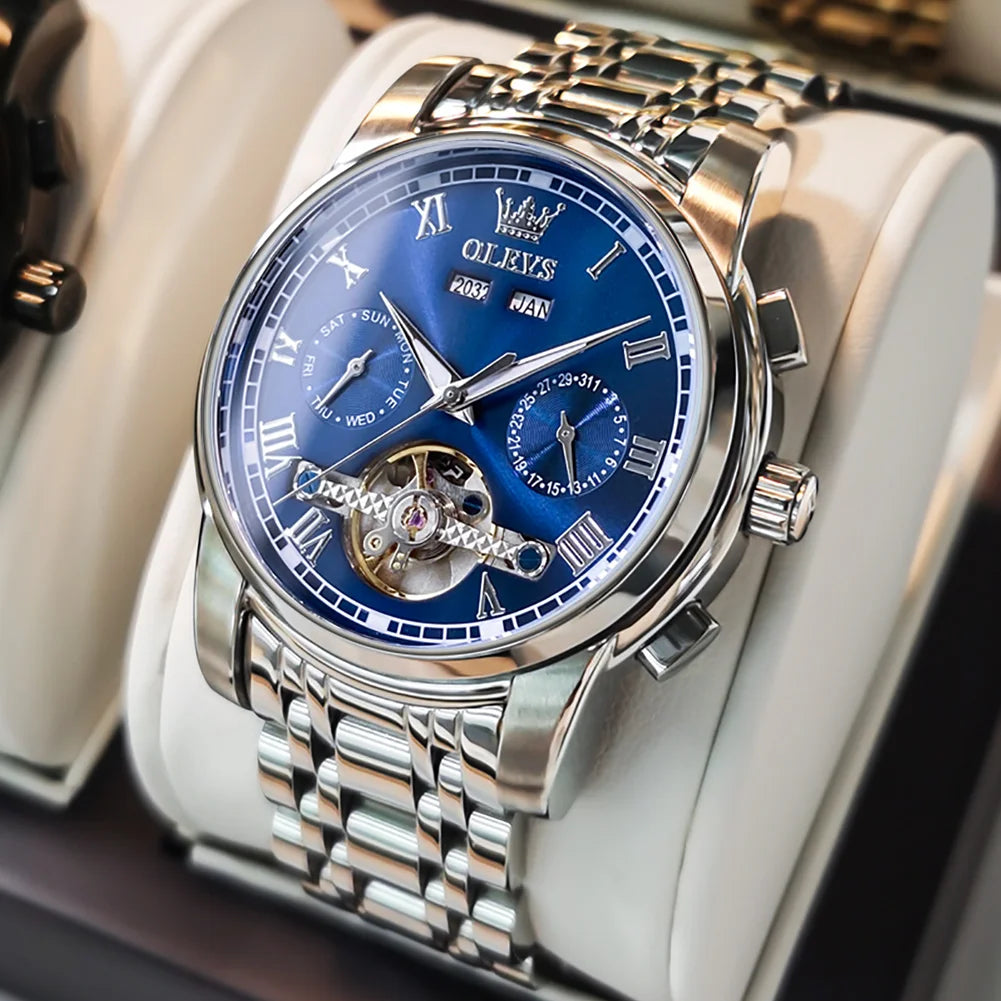 OLEVS 6607 Automatic Mechanical Men Watches Stainless Steel Waterproof Date Week Fashion Classic Wrist Watches Reloj Hombre