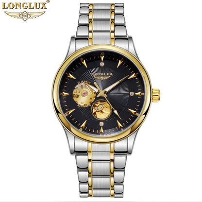 LONGLUX Men Automatic Mechanical Watch Elegant Luxury Watches Waterproof Skeleton Business Wholesale Stainless Steel Gift Watch