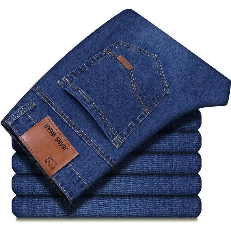 Men's Jeans Casual Comfortable Straight Stretch Fashion Classic Premium Blue Black Denim Pants Large Pants