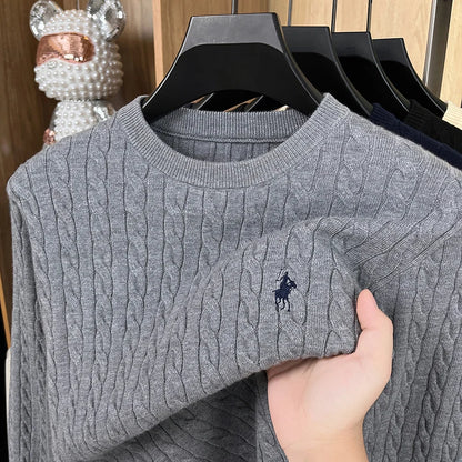 Luxury Men's Brand Spring High Quality Knit Sweater Round Neck Jacquard Embroidery Long Sleeves Pullover Leisure Fashion Men's C