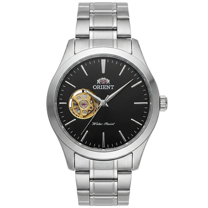 Orient Men Open Heart Skeleton Automatic Watch Luminous Two-tone Stainless Steel Business Dress Wristwatch