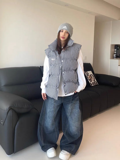 Casual Womens Y2K Loose Baggy Jeans Blue Washed High Street Vintage Cargo Pants Wide Leg Oversized Trousers Y2K Pants