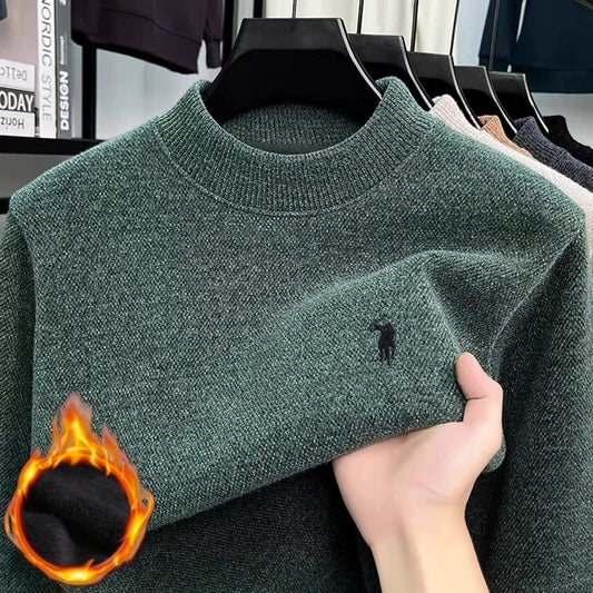 Personalized Mens Exquisite Brand Paul Classic Embroidered Comfortable Knitted Sweater Autumn Winter New Velvet Warm Long Sleeve
