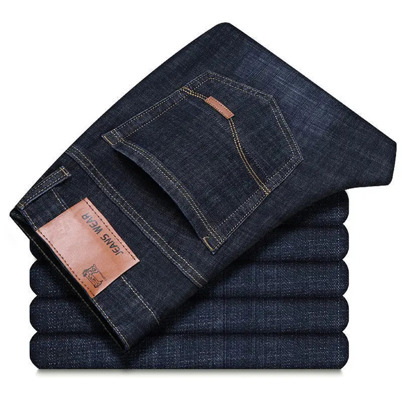 Men's Jeans Casual Comfortable Straight Stretch Fashion Classic Premium Blue Black Denim Pants Large Pants