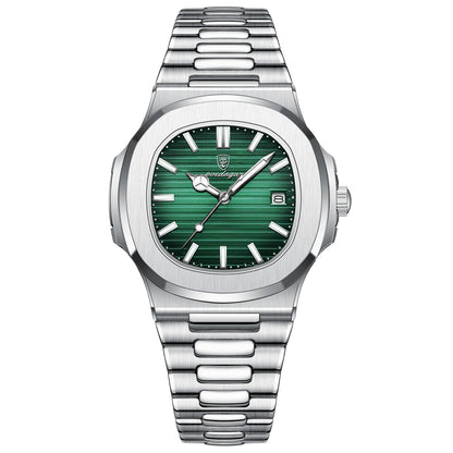 POEDAGAR Fashion Square Quartz Man Clock Waterproof Luminous Date Stainless Steel Watches For Men Luxury Business Men Wristwatch