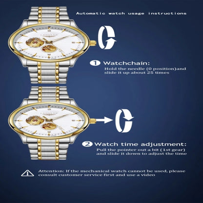 LONGLUX Men Automatic Mechanical Watch Elegant Luxury Watches Waterproof Skeleton Business Wholesale Stainless Steel Gift Watch