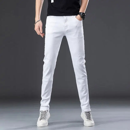 Spring Summer Men's White Jeans Fashion Skinny Stretch Casual Thin Denim Pants Comfortable Soft Cotton Male Korean Trousers
