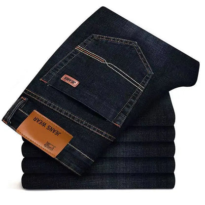 Men's Jeans Casual Comfortable Straight Stretch Fashion Classic Premium Blue Black Denim Pants Large Pants