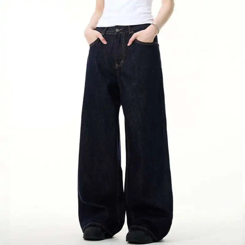 IEFB Simple Men's Denim Pants Vintage Washing Wide Leg Loose Jeans Casual Straight American Style Male Trousers New 2026 9W190