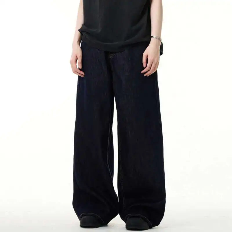 IEFB Simple Men's Denim Pants Vintage Washing Wide Leg Loose Jeans Casual Straight American Style Male Trousers New 2026 9W190