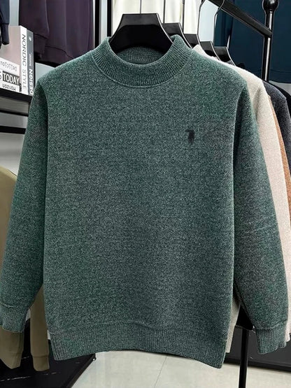 Personalized Mens Exquisite Brand Paul Classic Embroidered Comfortable Knitted Sweater Autumn Winter New Velvet Warm Long Sleeve