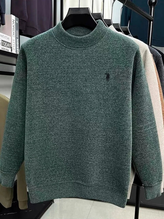 Personalized Mens Exquisite Brand Paul Classic Embroidered Comfortable Knitted Sweater Autumn Winter New Velvet Warm Long Sleeve