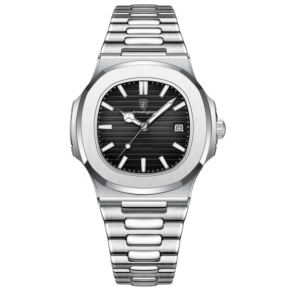 POEDAGAR Fashion Square Quartz Man Clock Waterproof Luminous Date Stainless Steel Watches For Men Luxury Business Men Wristwatch