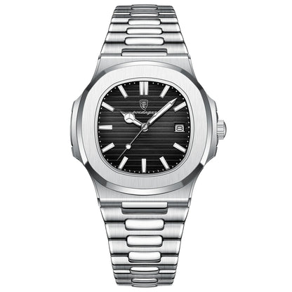 POEDAGAR Fashion Square Quartz Man Clock Waterproof Luminous Date Stainless Steel Watches For Men Luxury Business Men Wristwatch