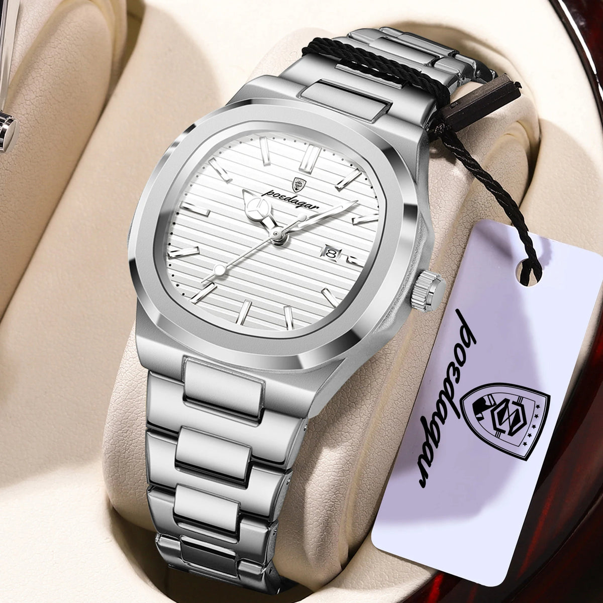 POEDAGAR Trendy Women’s Wristwatch Stainless Steel Date Quartz Ladies Watch Waterproof Luminous Original Watches For Woman Reloj