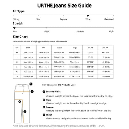 UP.THE Men Light Wash Baggy Wide Leg Jeans, Y2K Oversized Loose Denim Pants, Trendy Streetwear Trousers for Daily Outfits