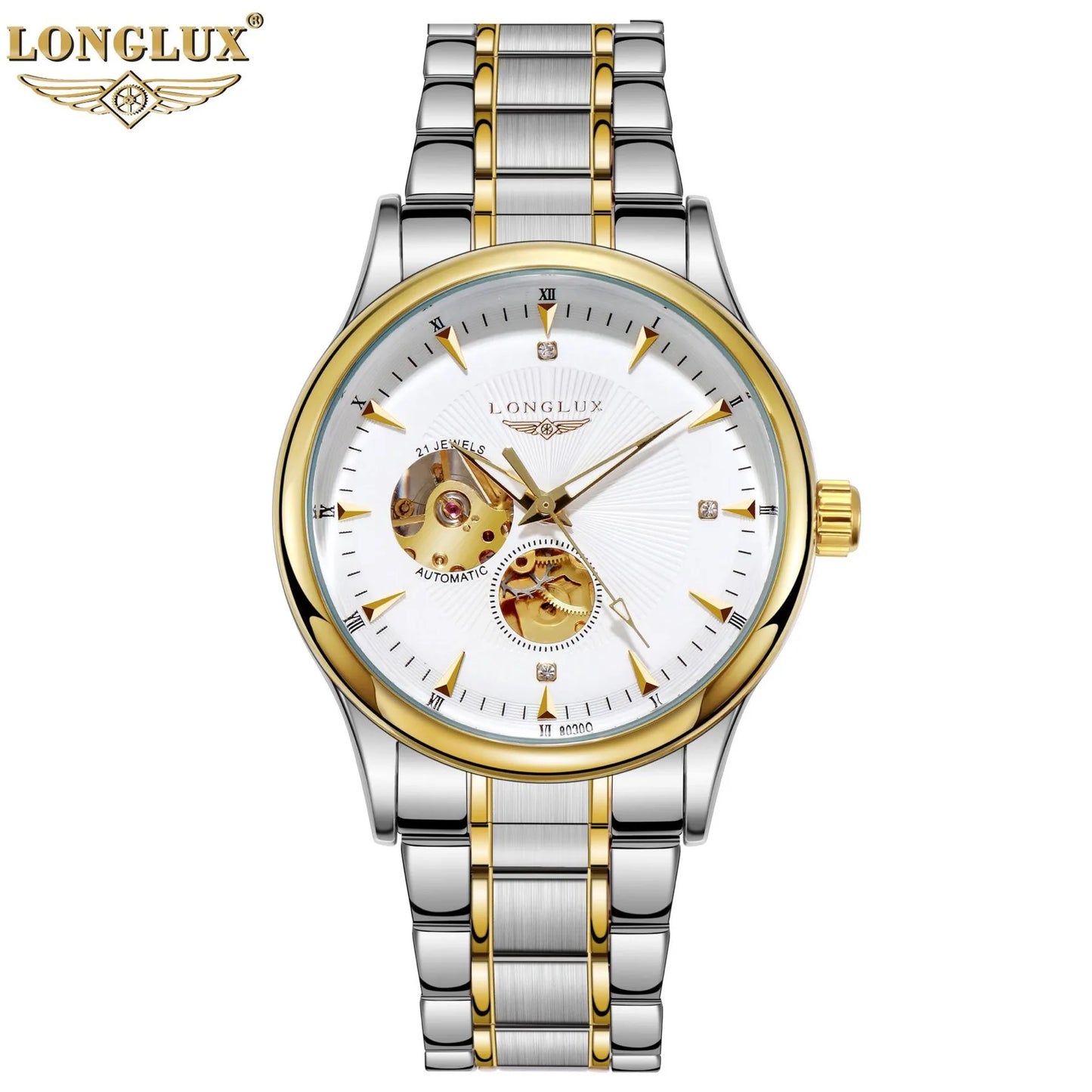 LONGLUX Men Automatic Mechanical Watch Elegant Luxury Watches Waterproof Skeleton Business Wholesale Stainless Steel Gift Watch