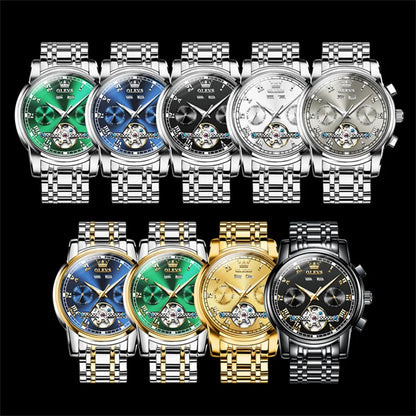 OLEVS 6607 Automatic Mechanical Men Watches Stainless Steel Waterproof Date Week Fashion Classic Wrist Watches Reloj Hombre