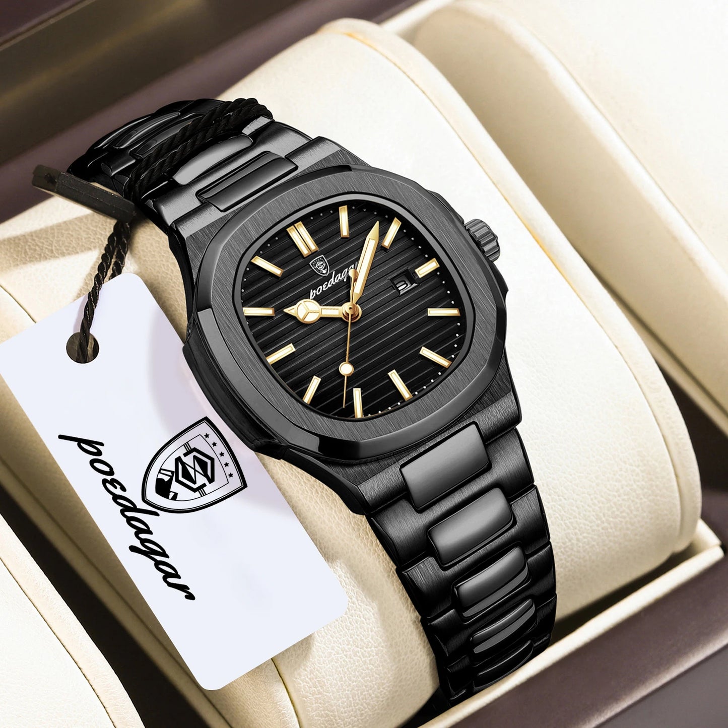 POEDAGAR Trendy Women’s Wristwatch Stainless Steel Date Quartz Ladies Watch Waterproof Luminous Original Watches For Woman Reloj